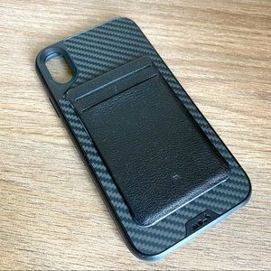 MOUS Limitless 2.0 iPhone XR Black Carbon Fiber case with leather card wallet